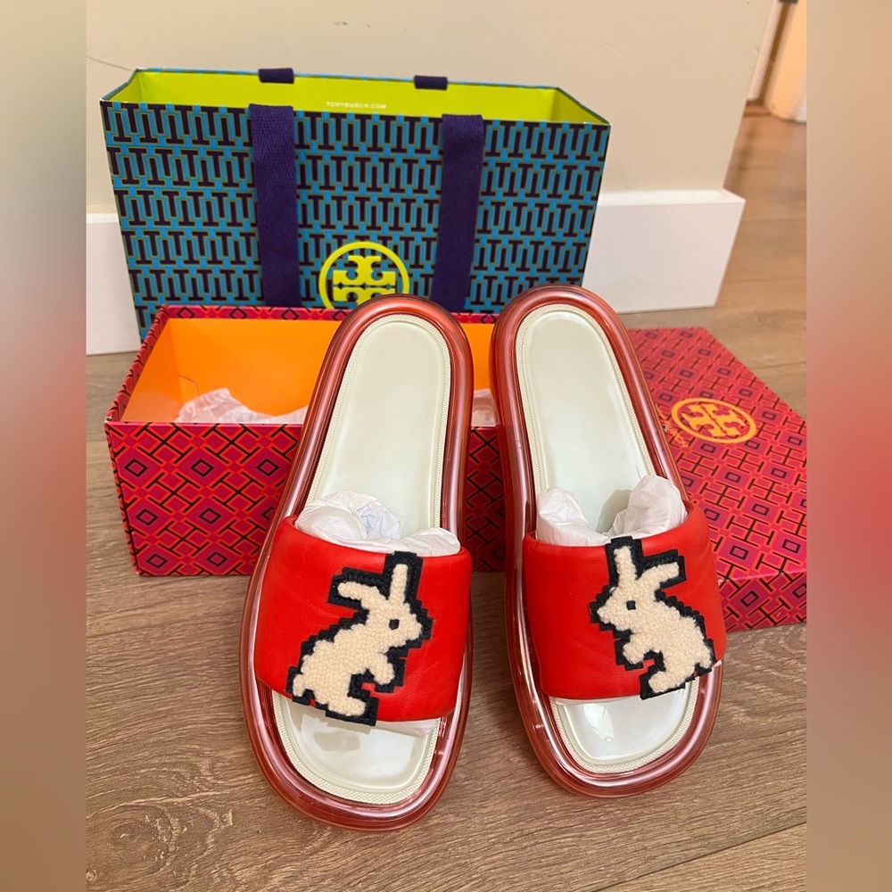 Tory Burch slippers rabbit bunny size 6